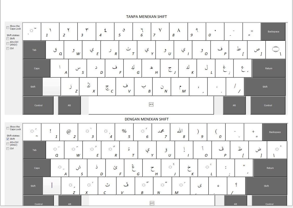 preview layout keyboard arab pegon pesantren