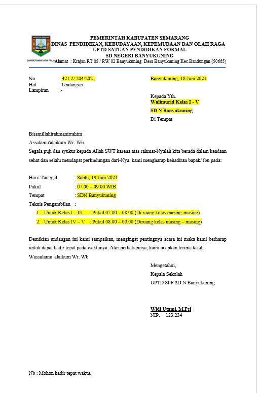 Download Contoh Surat Undangan Rapat Sekolah